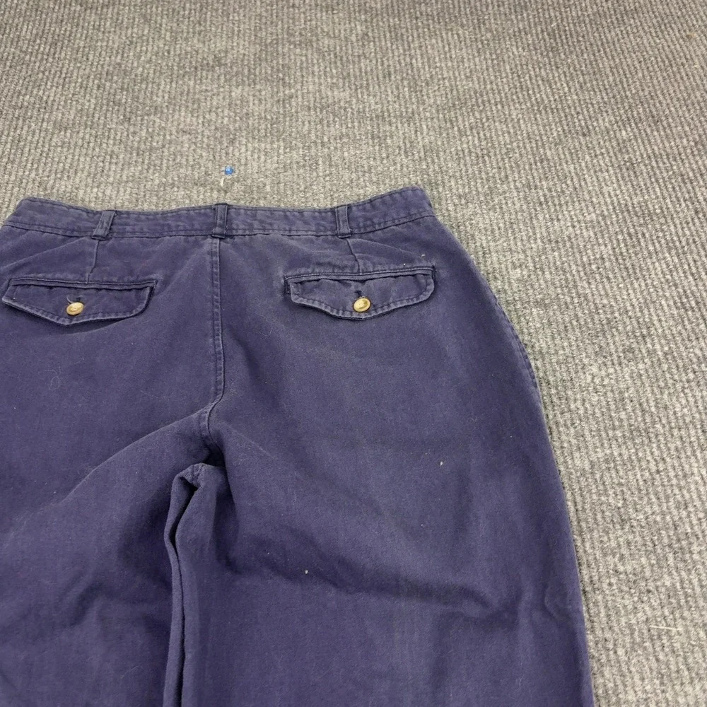 Vintage Bugle Boy Pants Men 34 Blue Cotton Pleated Chino Trousers Classic Casual